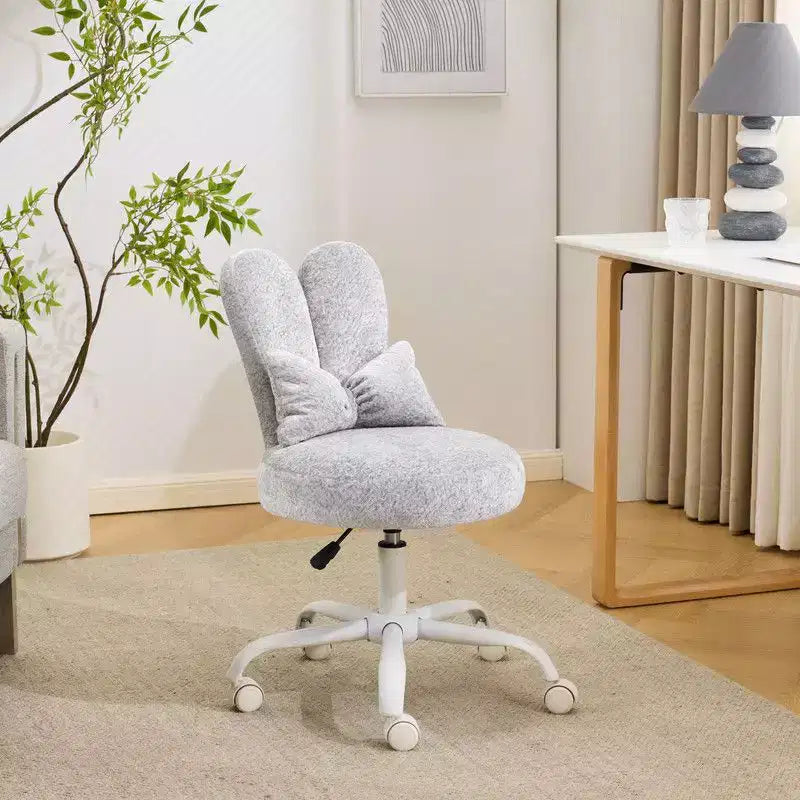 Karl Home | Adjustable Bow Teddy Fabric Bunny Ear Swivel Accent Chair Office Chair