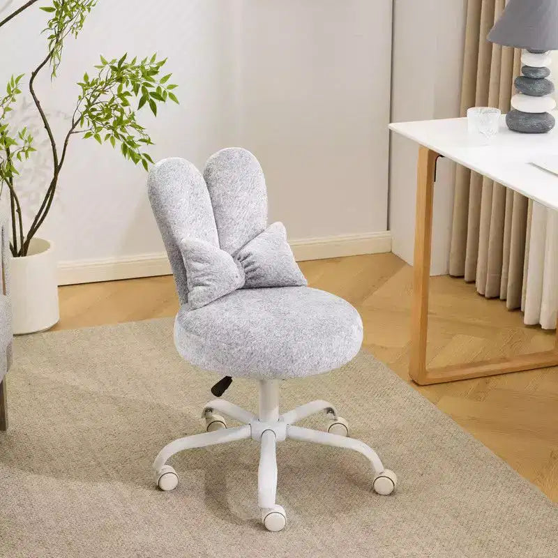 Karl Home | Adjustable Bow Teddy Fabric Bunny Ear Swivel Accent Chair Office Chair