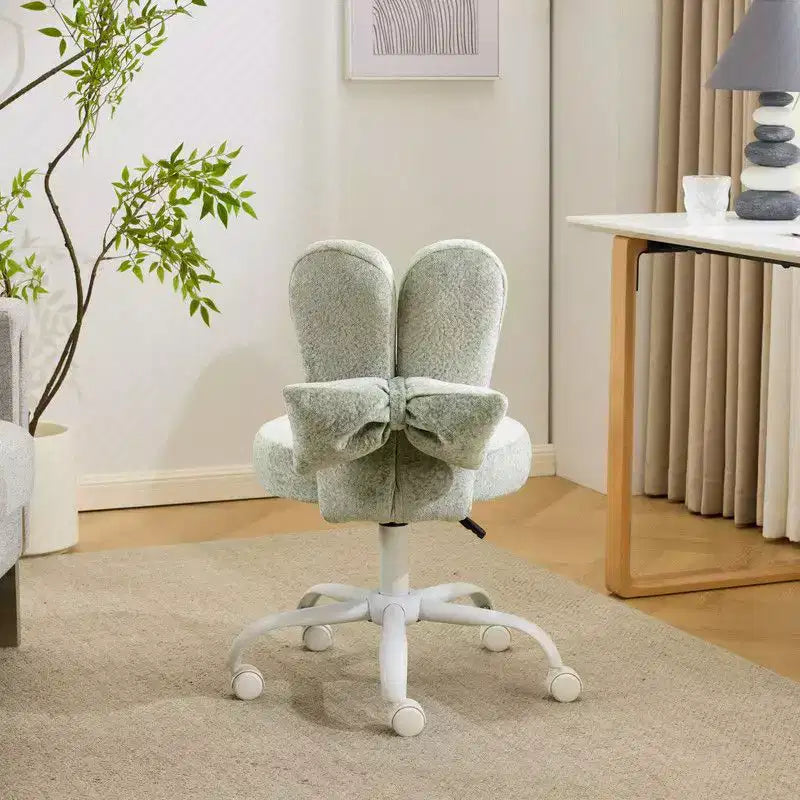 Karl Home | Adjustable Bow Teddy Fabric Bunny Ear Swivel Accent Chair Office Chair