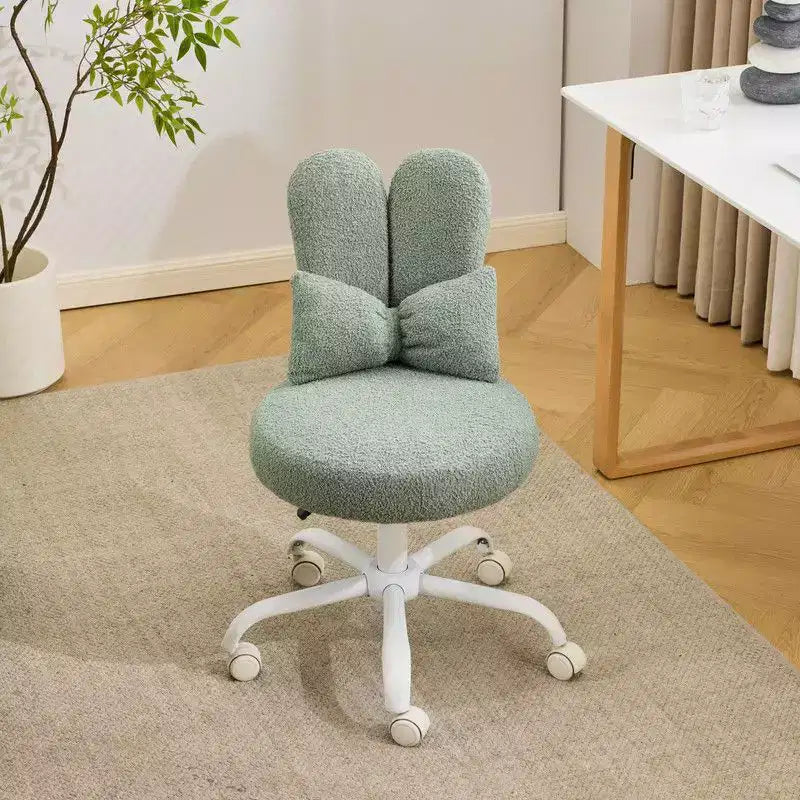 Karl Home | Adjustable Bow Teddy Fabric Bunny Ear Swivel Accent Chair Office Chair
