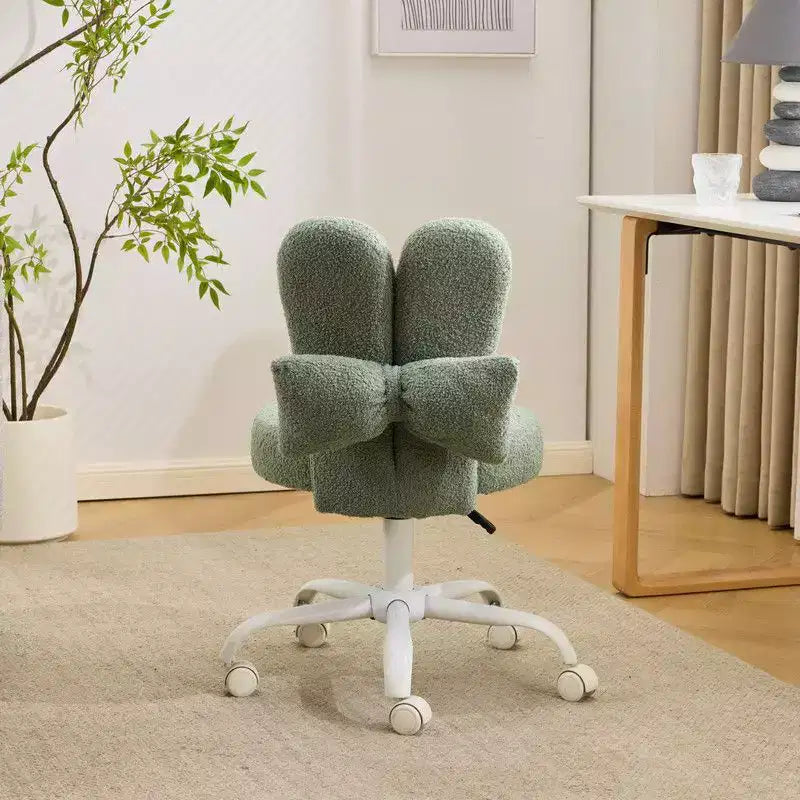 Karl Home | Adjustable Bow Teddy Fabric Bunny Ear Swivel Accent Chair Office Chair