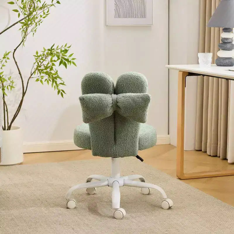 Karl Home | Adjustable Bow Teddy Fabric Bunny Ear Swivel Accent Chair Office Chair