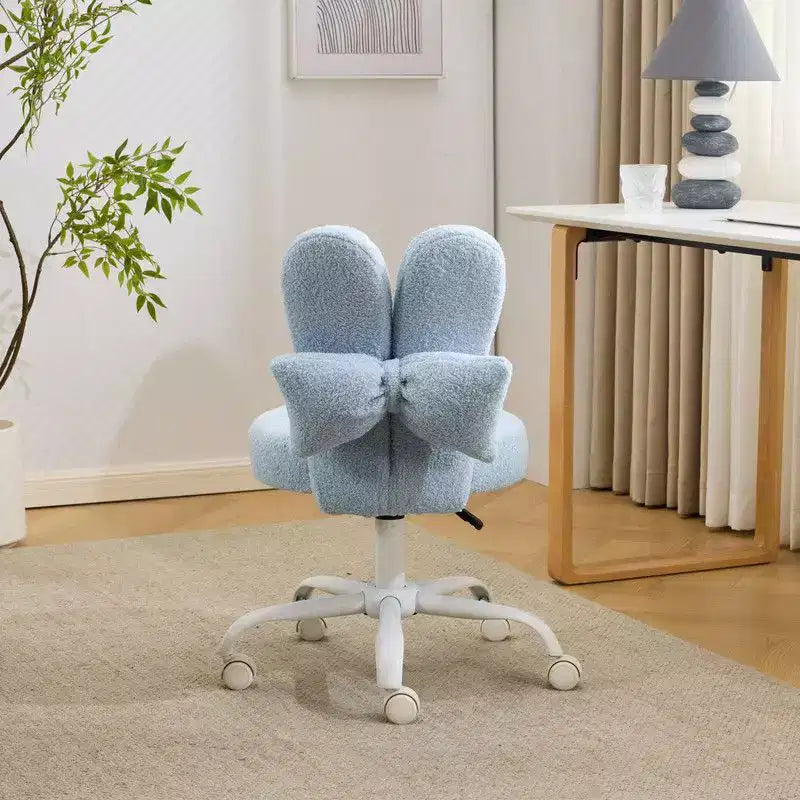Karl Home | Adjustable Bow Teddy Fabric Bunny Ear Swivel Accent Chair Office Chair