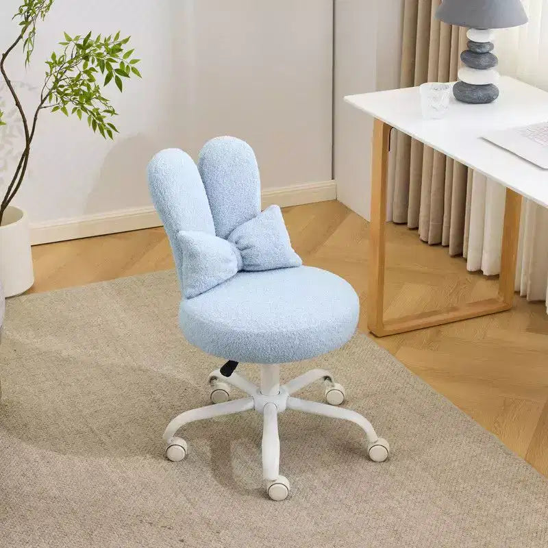 Karl Home | Adjustable Bow Teddy Fabric Bunny Ear Swivel Accent Chair Office Chair