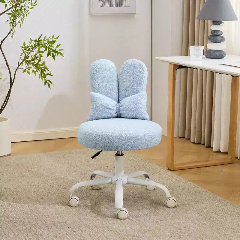 Karl Home | Adjustable Bow Teddy Fabric Bunny Ear Swivel Accent Chair Office Chair