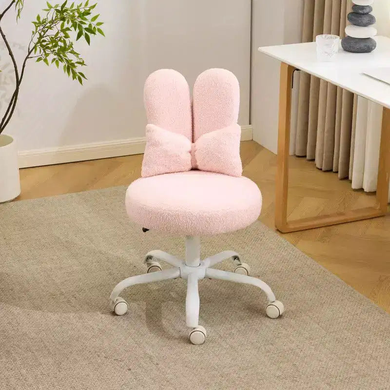 Karl Home | Adjustable Bow Teddy Fabric Bunny Ear Swivel Accent Chair Office Chair