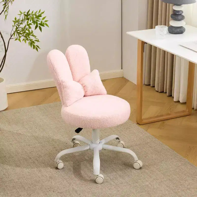 Karl Home | Adjustable Bow Teddy Fabric Bunny Ear Swivel Accent Chair Office Chair