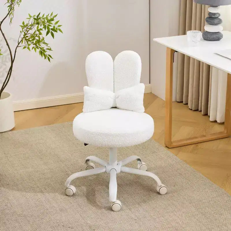 Karl Home | Adjustable Bow Teddy Fabric Bunny Ear Swivel Accent Chair Office Chair