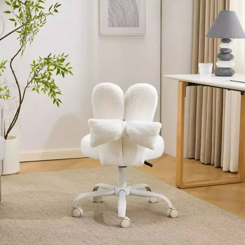 Karl Home | Adjustable Bow Teddy Fabric Bunny Ear Swivel Accent Chair Office Chair
