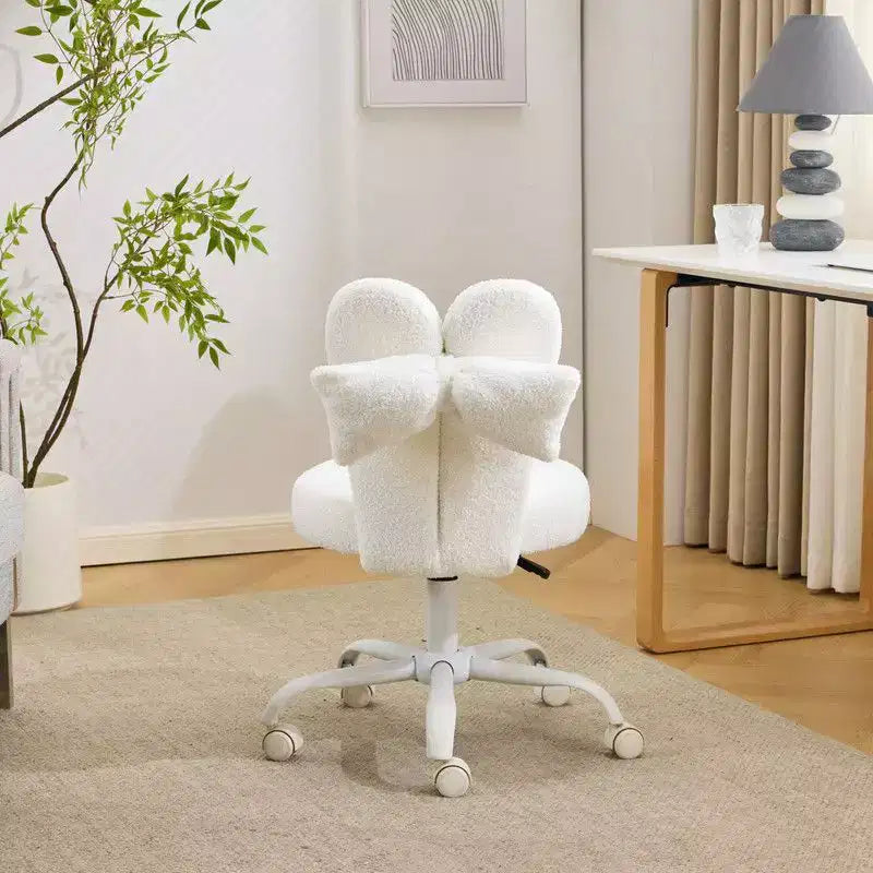 Karl Home | Adjustable Bow Teddy Fabric Bunny Ear Swivel Accent Chair Office Chair