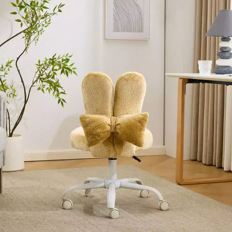 Karl Home | Adjustable Bow Teddy Fabric Bunny Ear Swivel Accent Chair Office Chair