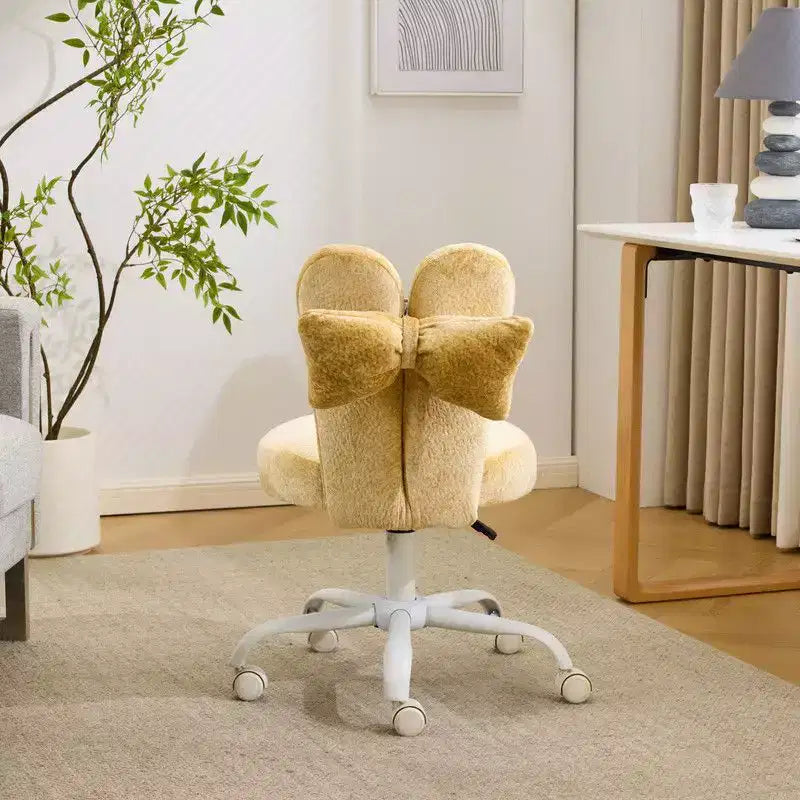 Karl Home | Adjustable Bow Teddy Fabric Bunny Ear Swivel Accent Chair Office Chair