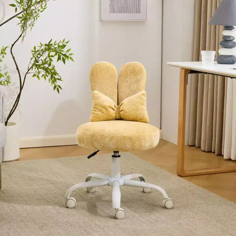 Karl Home | Adjustable Bow Teddy Fabric Bunny Ear Swivel Accent Chair Office Chair
