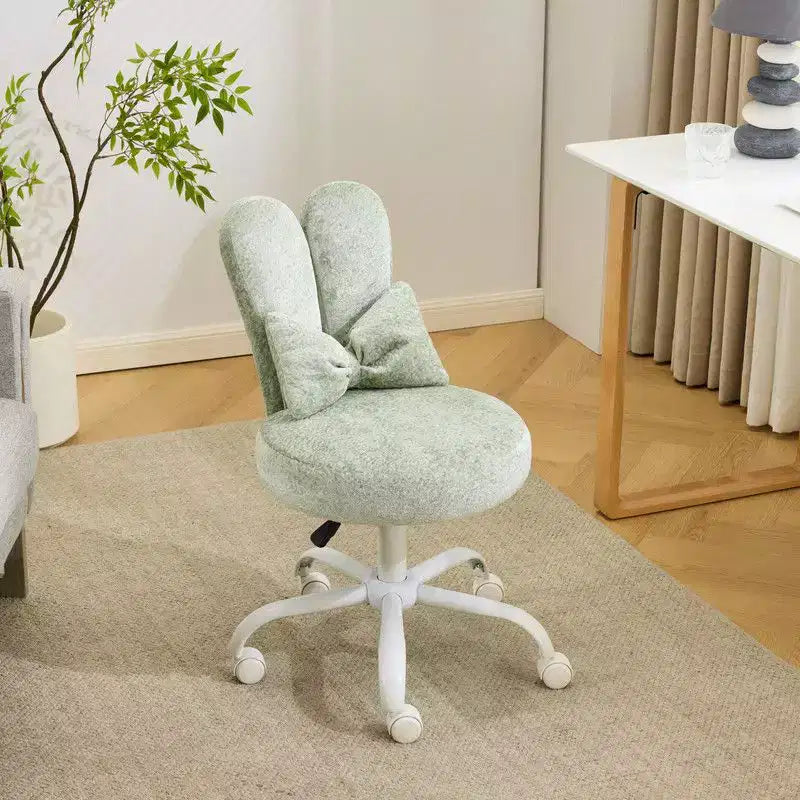 Karl Home | Adjustable Bow Teddy Fabric Bunny Ear Swivel Accent Chair Office Chair