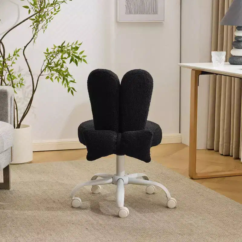 Karl Home | Adjustable Bow Teddy Fabric Bunny Ear Swivel Accent Chair Office Chair