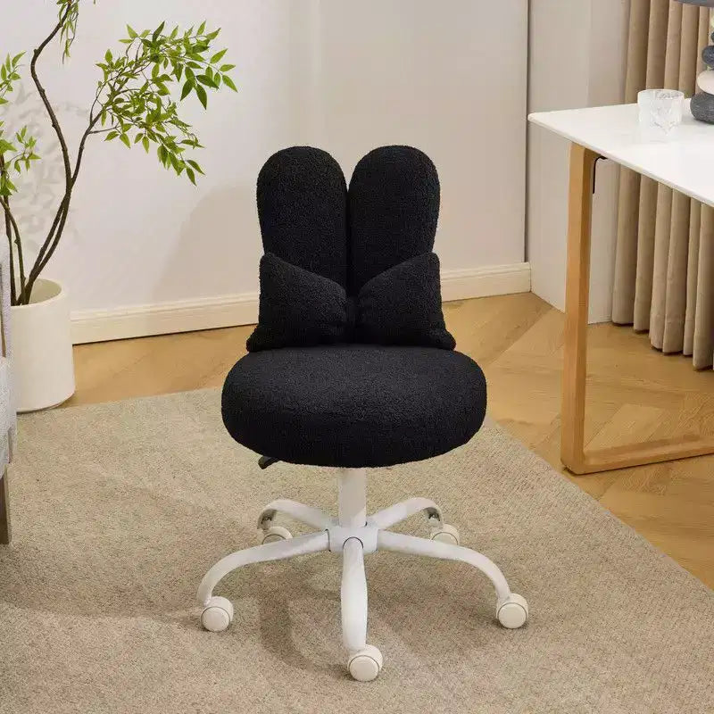 Karl Home | Adjustable Bow Teddy Fabric Bunny Ear Swivel Accent Chair Office Chair