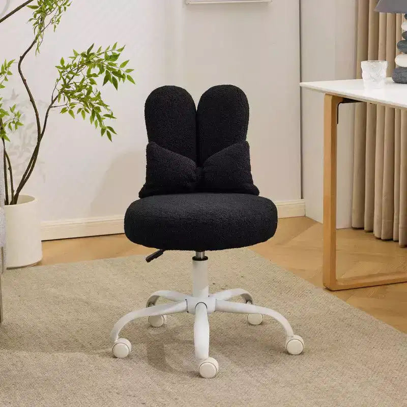 Karl Home | Adjustable Bow Teddy Fabric Bunny Ear Swivel Accent Chair Office Chair