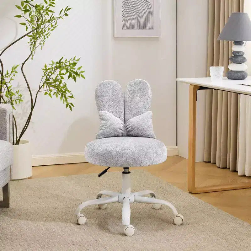 Karl Home | Adjustable Bow Teddy Fabric Bunny Ear Swivel Accent Chair Office Chair