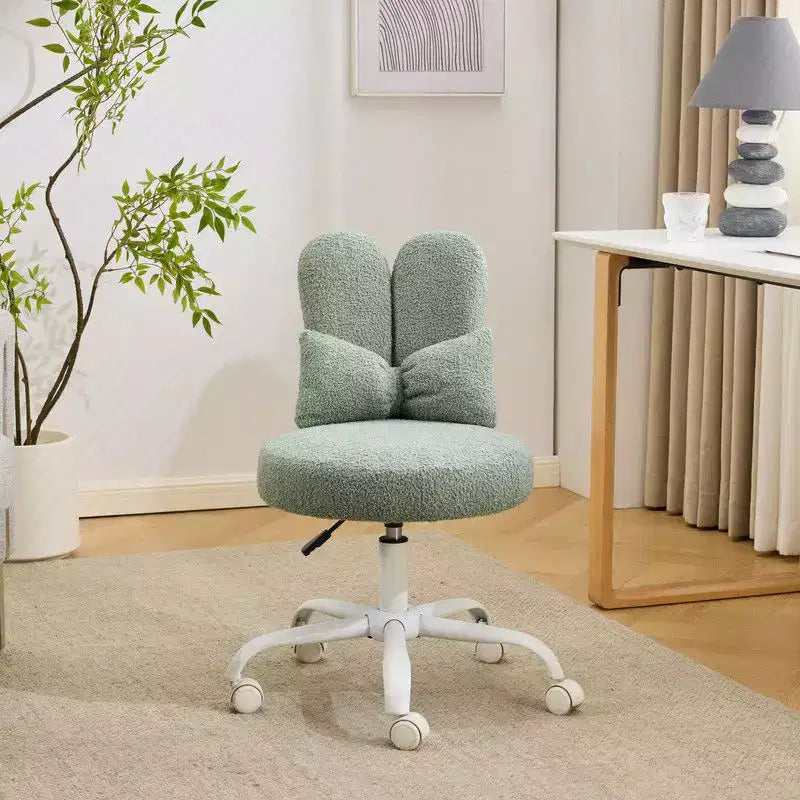 Karl Home | Adjustable Bow Teddy Fabric Bunny Ear Swivel Accent Chair Office Chair