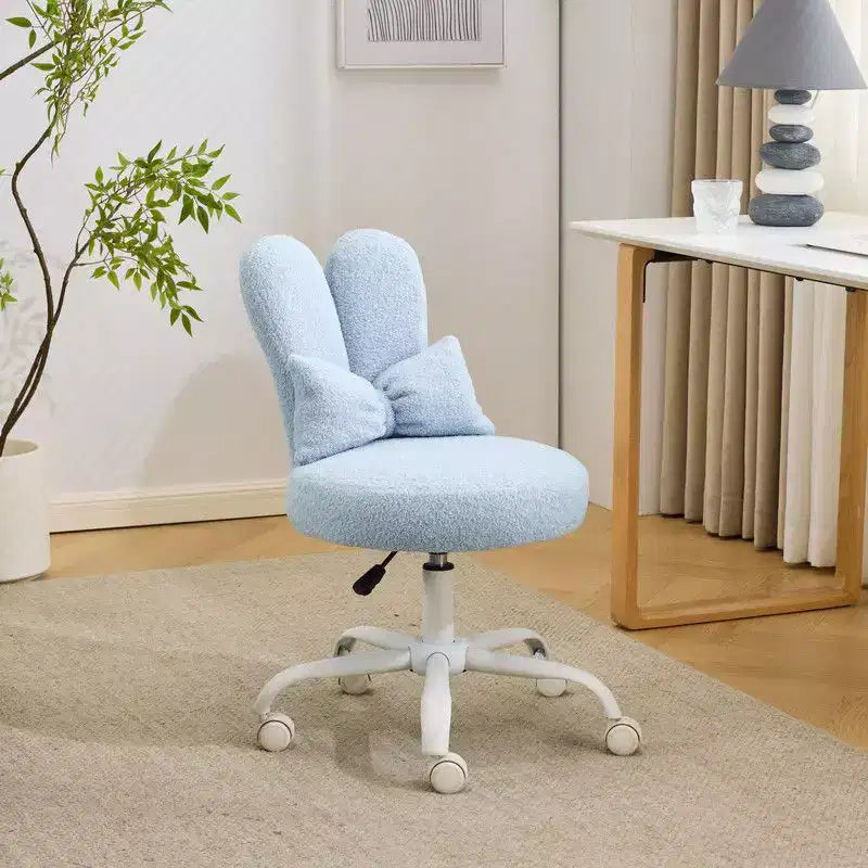 Karl Home | Adjustable Bow Teddy Fabric Bunny Ear Swivel Accent Chair Office Chair