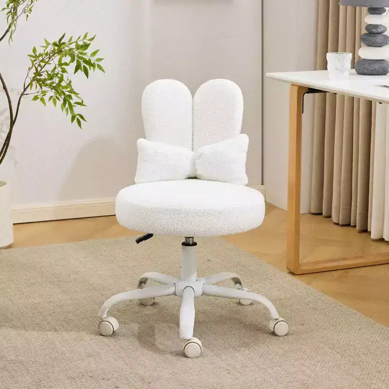 Karl Home | Adjustable Bow Teddy Fabric Bunny Ear Swivel Accent Chair Office Chair