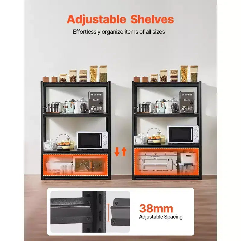 Storage Shelves 20 D x 40 W x 57 H 4 Tier Garage Storage Shelving Heavy Duty Portable