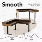 65.5 X 57.6 In Electric L Shaped Standing Desk with 6 Storage Drawers and File Cabinet, 2-Tier Corner Height-adjustable standing desk, Walnut