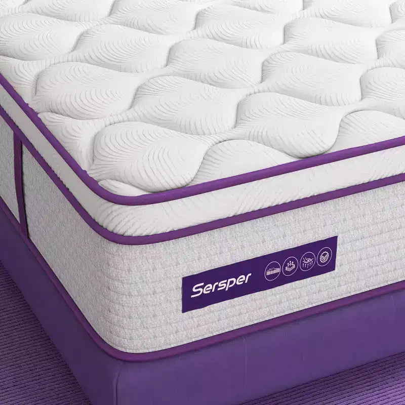 Sersper 12 Euro Top Memory Foam Spring Hybrid Mattress - Compatible with Platform Bed, Box Spring, or Slat Base