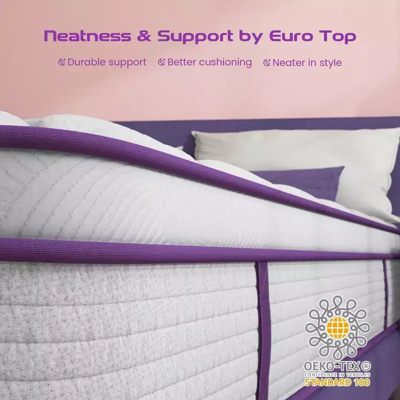 Sersper 12 Euro Top Memory Foam Spring Hybrid Mattress - Compatible with Platform Bed, Box Spring, or Slat Base