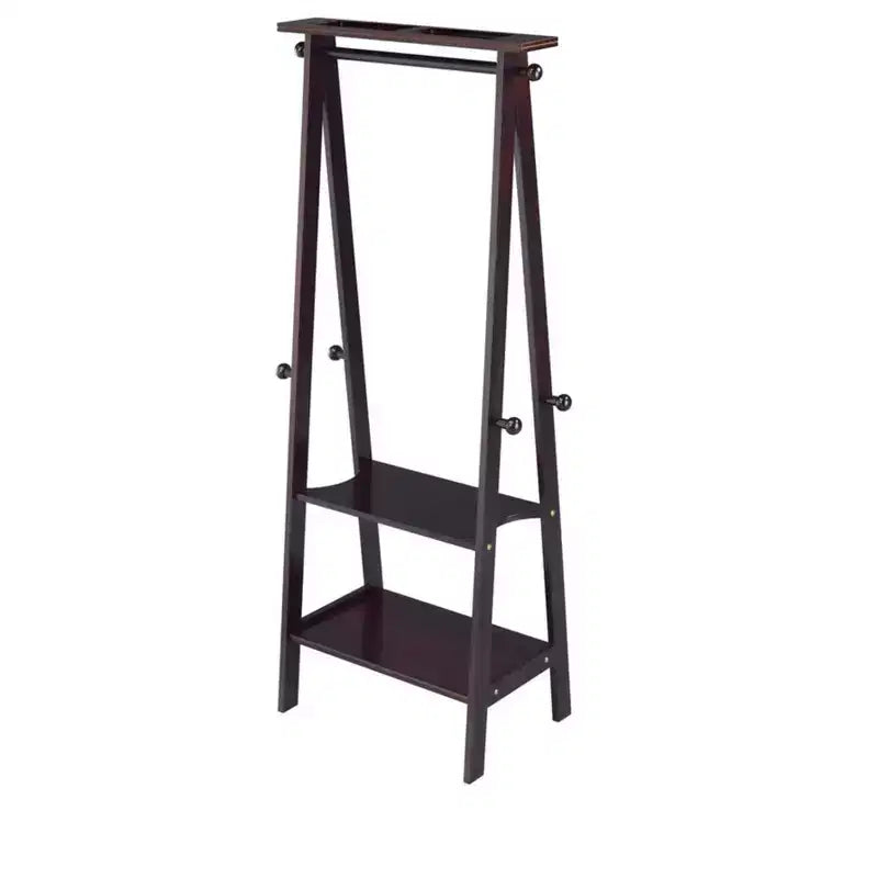 GDFStudio Chinedu Modern 59 Tall Wooden Coat Rack with 3 Open Shelves
