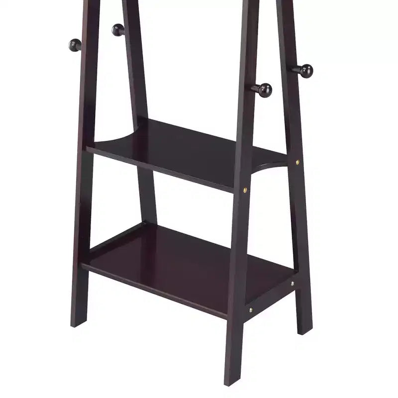 GDFStudio Chinedu Modern 59 Tall Wooden Coat Rack with 3 Open Shelves