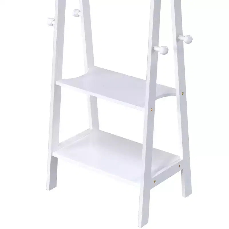 GDFStudio Chinedu Modern 59 Tall Wooden Coat Rack with 3 Open Shelves