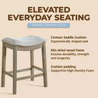 Sgabello da bancone ROME + OAK Parker Backless Saddle, Rovere riciclato, Grigio, Confezione da 3