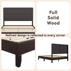 Dyonery Platform Bed Frame with 50 Tall Headboard, Solid Wood Slat Support, Noise-Free Mattress Foundation, No Box Spring Needed