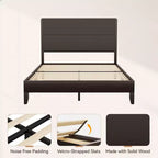 Dyonery Platform Bed Frame with 50 Tall Headboard, Solid Wood Slat Support, Noise-Free Mattress Foundation, No Box Spring Needed