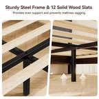 Dyonery Platform Bed Frame with 50 Tall Headboard, Solid Wood Slat Support, Noise-Free Mattress Foundation, No Box Spring Needed