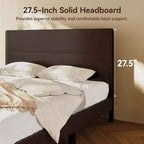 Dyonery Platform Bed Frame with 50 Tall Headboard, Solid Wood Slat Support, Noise-Free Mattress Foundation, No Box Spring Needed