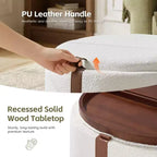 GDFStudio Bennett Modern Contemporary Upholstered Wood Round Storage Ottoman with Casters and Reversible Tray Lids