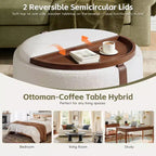 GDFStudio Bennett Modern Contemporary Upholstered Wood Round Storage Ottoman with Casters and Reversible Tray Lids