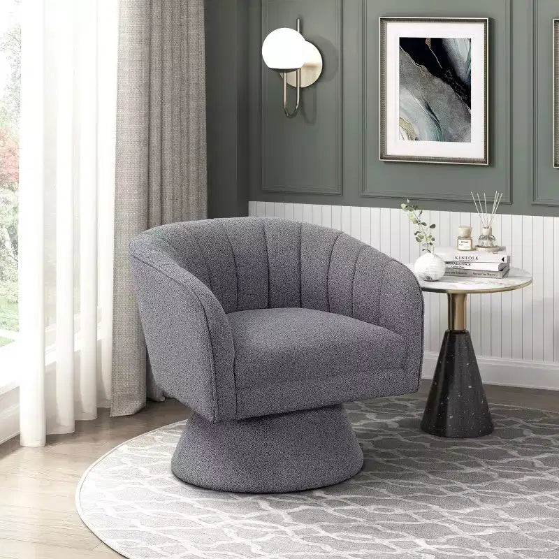 GDFStudio Madison Modern Boucle Upholstered Swivel Accent Chair with Barrel Back