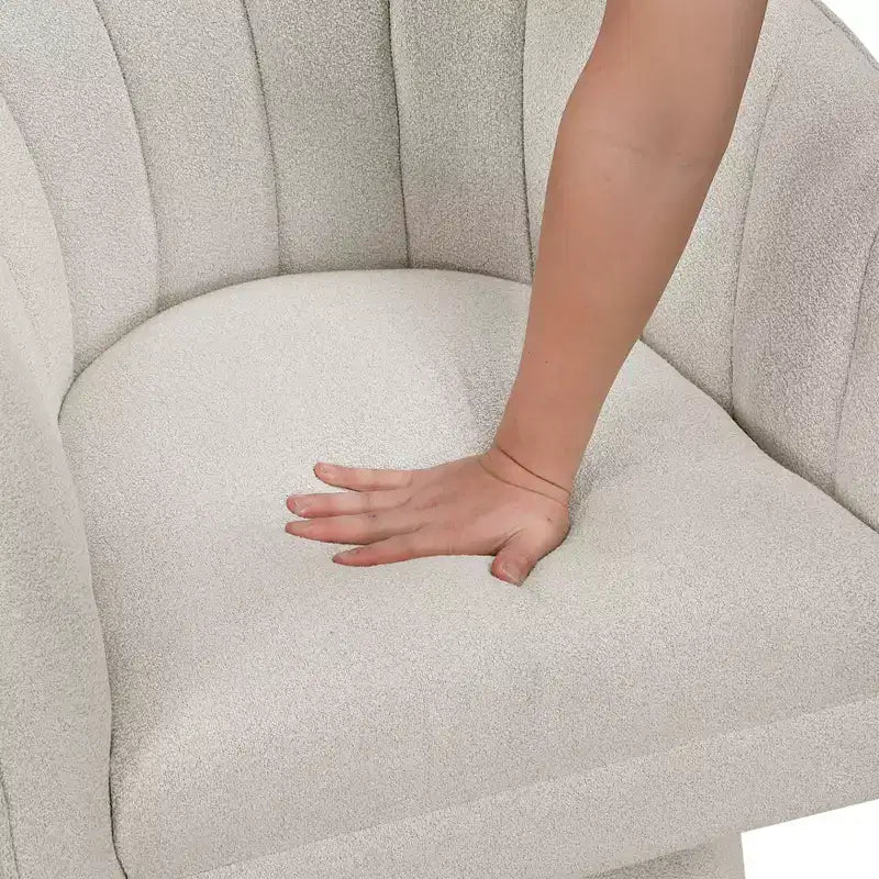 GDFStudio Madison Modern Boucle Upholstered Swivel Accent Chair with Barrel Back
