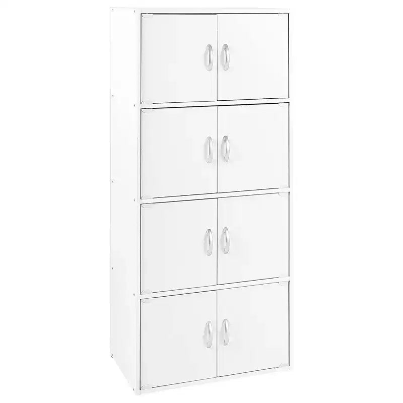 Hodedah HID44 Heavy Duty 8 Door Floor Mount Enclosed Multipurpose Storage Bookcase Cabinet for Home and Office, Beech Wood Finish