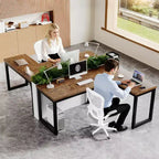 Dyonery 66 Inch L-Shaped Corner Computer Desk, 1.2 Extra-Thick Desktop, Heavy-Duty Metal Frame, Home Office Gaming Writing Workstation, Rustic Brown