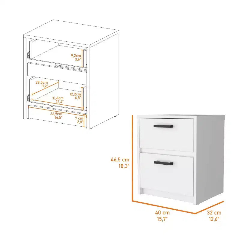 Myrtle 2 Comodino a 2 Cassetti Elegante e Funzionale per Camera da Letto Salotto