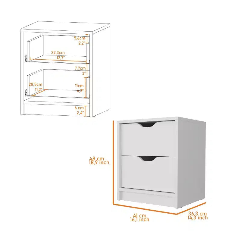 Dillon 2 Stylish Functional 2 Drawer Nightstand for Bedroom Living Room