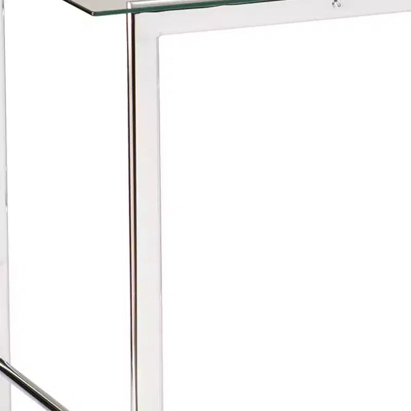 HomeRoots 47 Clear and Silver Glass and Metal Writing Desk