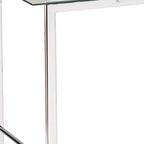 HomeRoots 47 Clear and Silver Glass and Metal Writing Desk