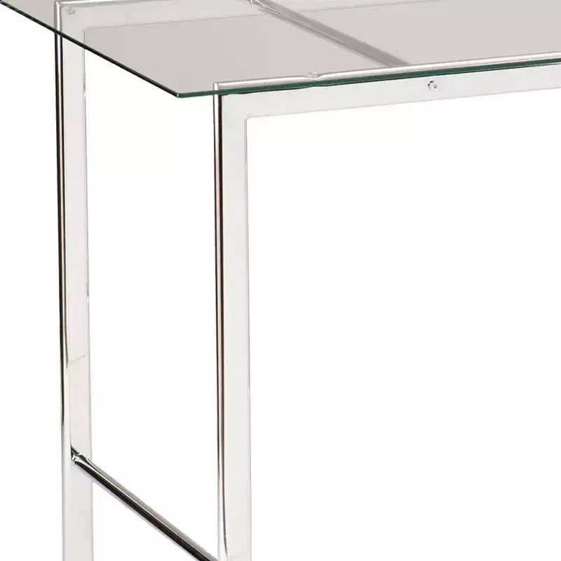 HomeRoots 47 Clear and Silver Glass and Metal Writing Desk