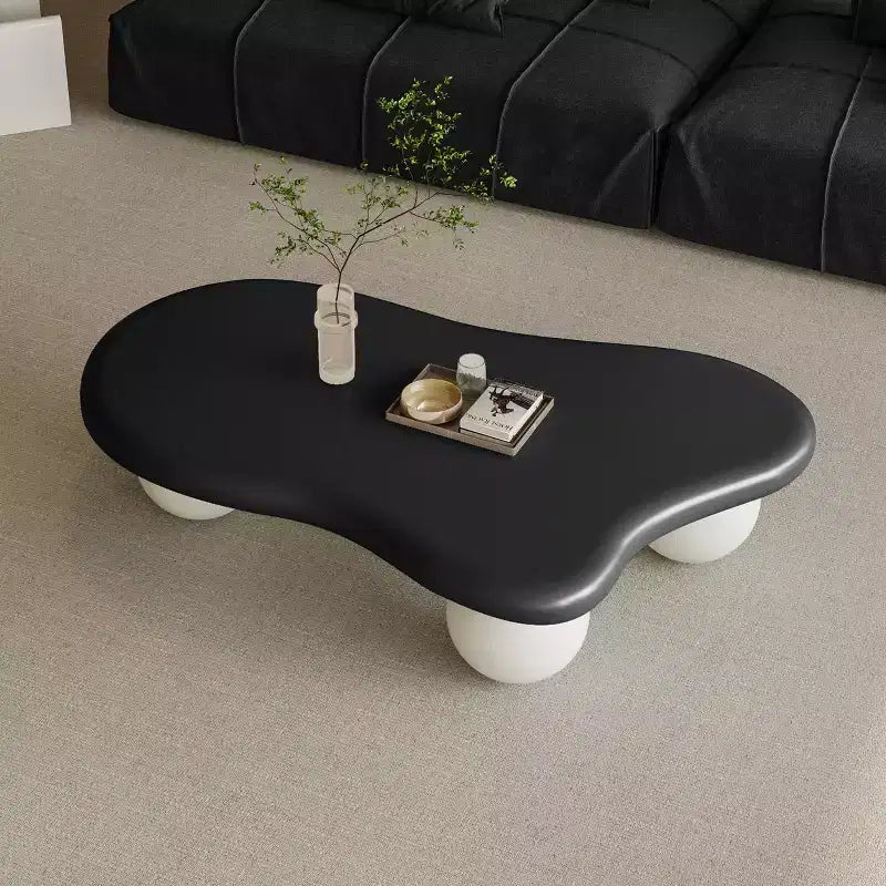 47 Cloud Coffee Table with Ball Legs, Modern Irregular Center Table for Living Room, Black
