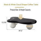 47 Cloud Coffee Table with Ball Legs, Modern Irregular Center Table for Living Room, Black
